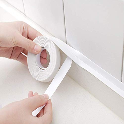 pepplo Caulk Strip,Tub Caulking Tape PVC Self-Adhesive Waterproof Sealing Tape for Kitchen Sink Toilet Bathroom Shower and Bathtub Floor Wall Edge Protector, White(Set of 1PCS) - Image 1