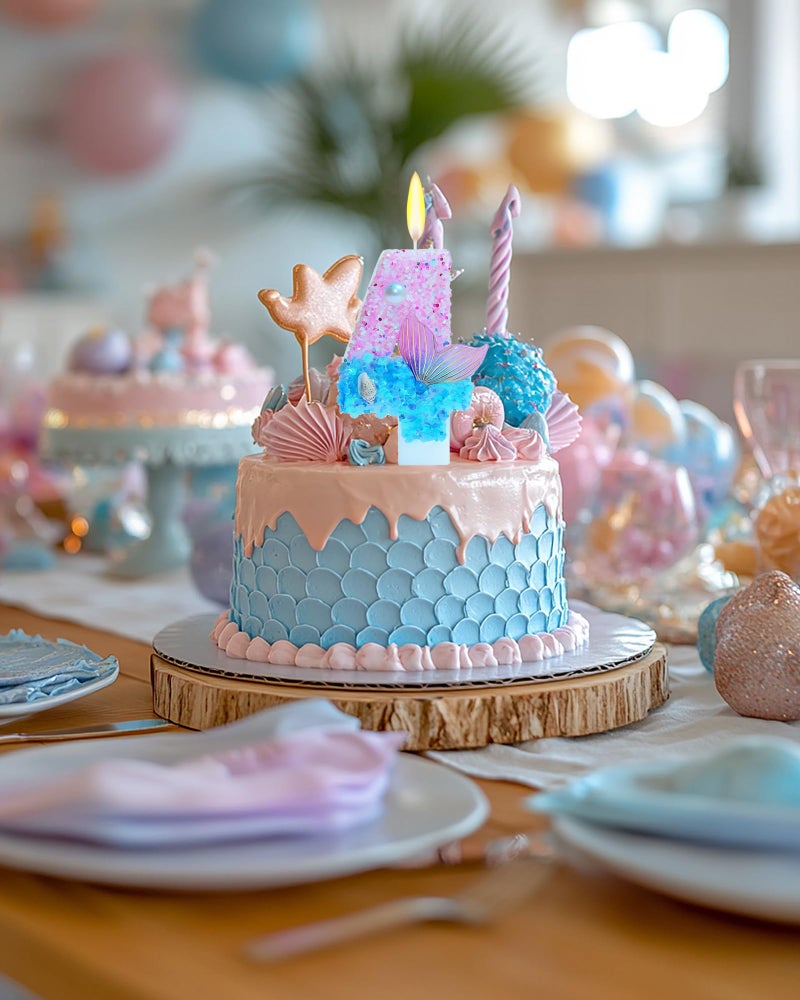 fauaoy Mermaid Themed Birthday Candles, Number 4 Girls Glitter Birthday Party Supplies,Anniversary Party Decor,2.87 inch Cake Topper Decorations (Mermaid Themed, Number 4) - Image 4