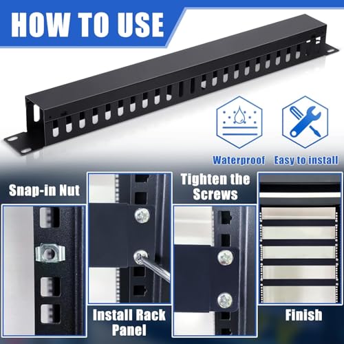 Madhabi 1U 22-Slot Horizontal Cable Manager – Rack Mount Duct Raceway for 19-Inch Server Rack | Network Cable Organizer for Data Center, Patch Panel & IT Rack (1 Pack, Black, Metal) - Image 2