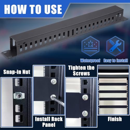 Madhabi 1U 22-Slot Horizontal Cable Manager – Rack Mount Duct Raceway for 19-Inch Server Rack | Network Cable Organizer for Data Center, Patch Panel & IT Rack (1 Pack, Black, Metal) - Image 3