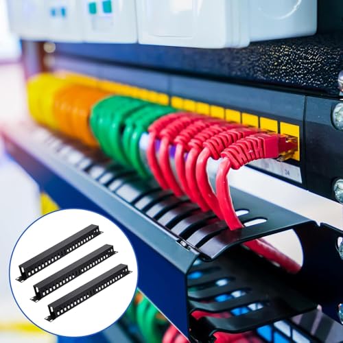 Madhabi 1U 22-Slot Horizontal Cable Manager – Rack Mount Duct Raceway for 19-Inch Server Rack | Network Cable Organizer for Data Center, Patch Panel & IT Rack (1 Pack, Black, Metal) - Image 4
