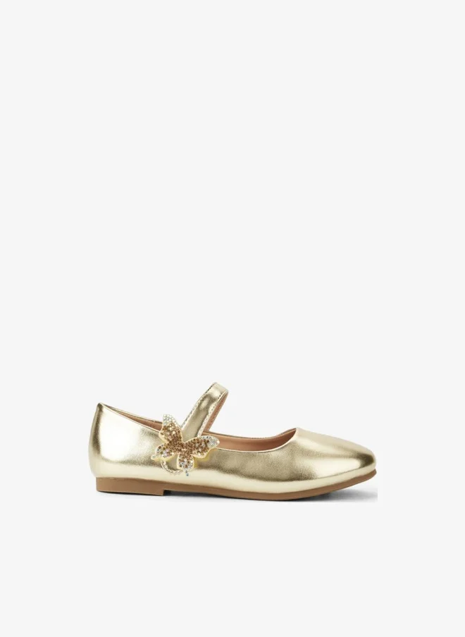Flora Bella By Shoexpress Girls Butterfly Accent Ballerina Shoes