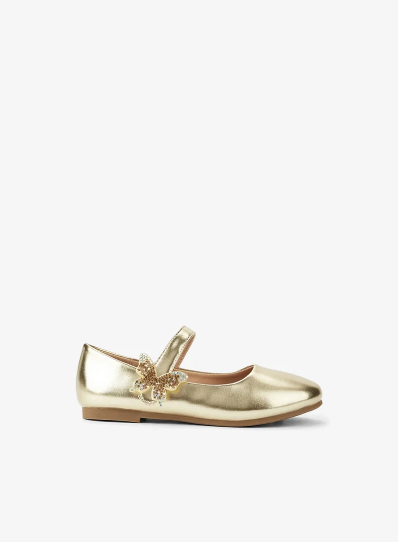 Flora Bella By Shoexpress Girls Butterfly Accent Ballerina Shoes