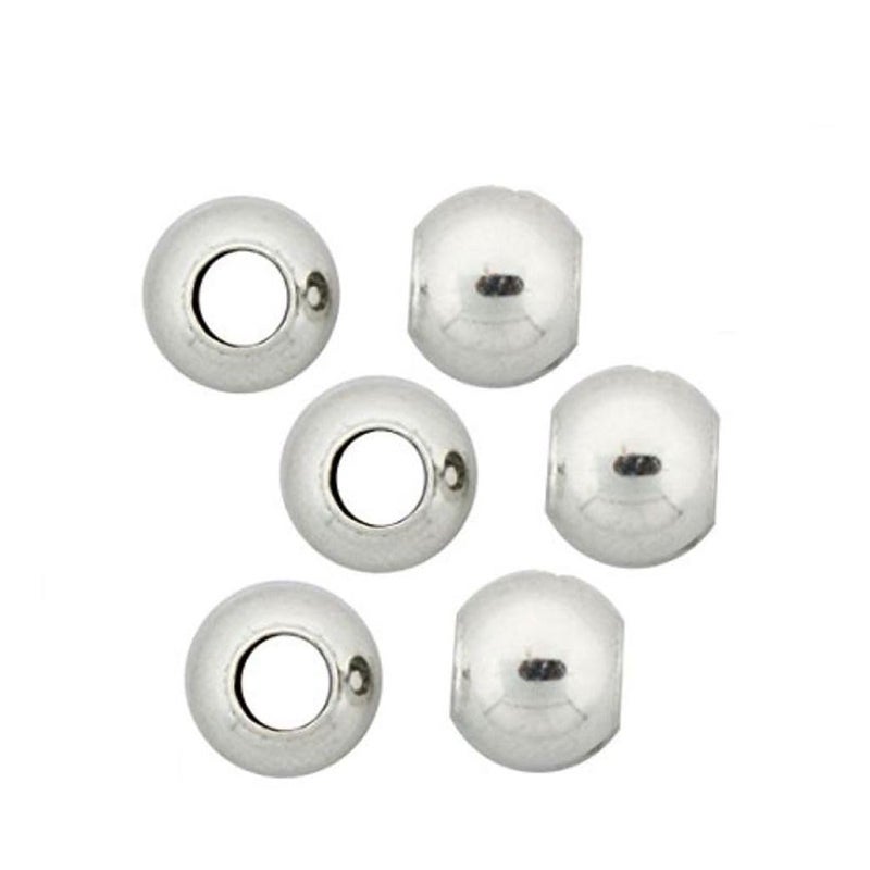 200pcs 6mm 024 Inch Smooth Silver Loose Round Spacer Beads Large Hole 25mm for DIY Craft Jewelry Making CF886