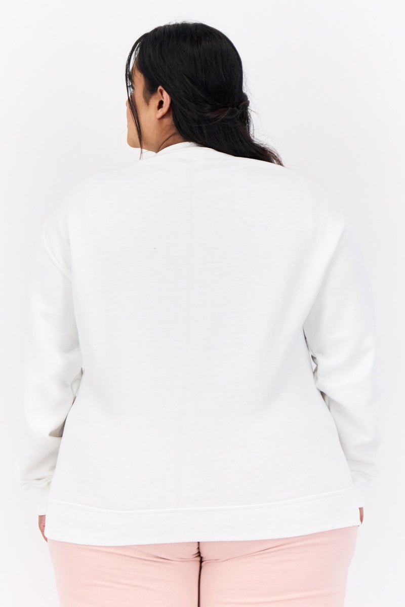 Champion Women Plus Size Long Sleeves Outdoor Sweatshirts, White  - Image 2