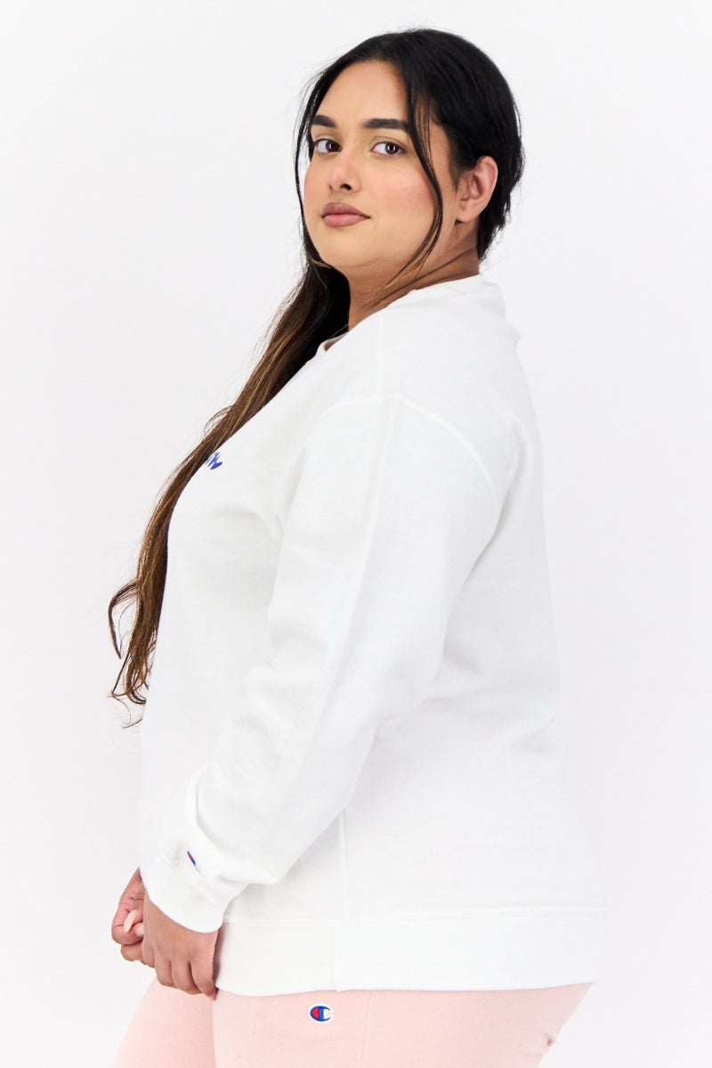 Champion Women Plus Size Long Sleeves Outdoor Sweatshirts, White  - Image 4