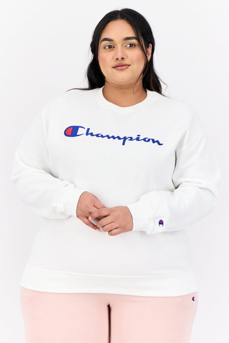 Champion Women Plus Size Long Sleeves Outdoor Sweatshirts, White  - Image 1