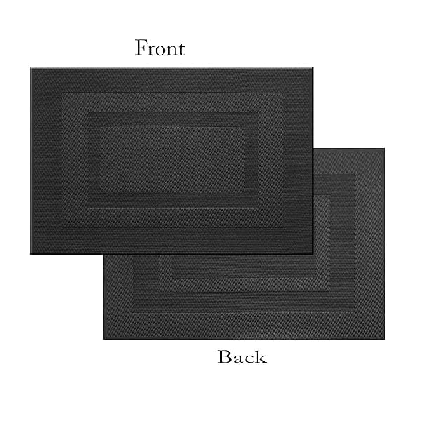 NAIDEV Dining Placemats HeatResistant and Waterproof Polyester PVC Table Placemats NonSlip and Washable Modern Decorative Rectangle Placemats for Kitchen and Dining Table Black Set of 8 - Image 2