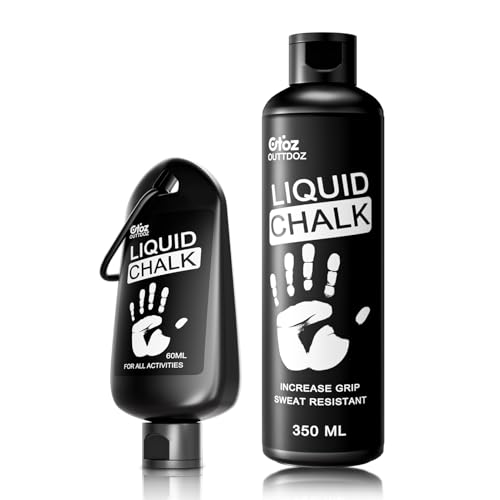 OUTTDOZ Pro Grade Liquid Chalk, 12 oz Large Bottle Gym Chalk for Weightlifting, Rock Climbing, Gymnastics, Dancing & Pole Fitness, Quick Dry Mess-Free Hand Chalk for Strong Grip. 12 oz + 2 oz - Image 1