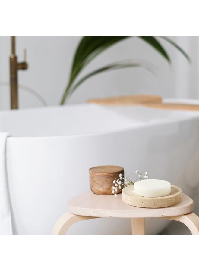 WORHE Marble Soap Dishes Natural Travertine Stone Sponge Holder for Bathroom Tub Shower Kitchen Sink, Handcraft Round Soap Case Trinket Plate Jewelry Tray Coaster for Home Decor Color Beige (WH046) - Image 5
