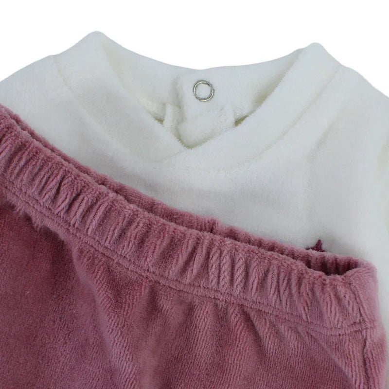 Pompelo Baby Girls 2-Piece Outfit Set – Off-White/Purple - Image 3