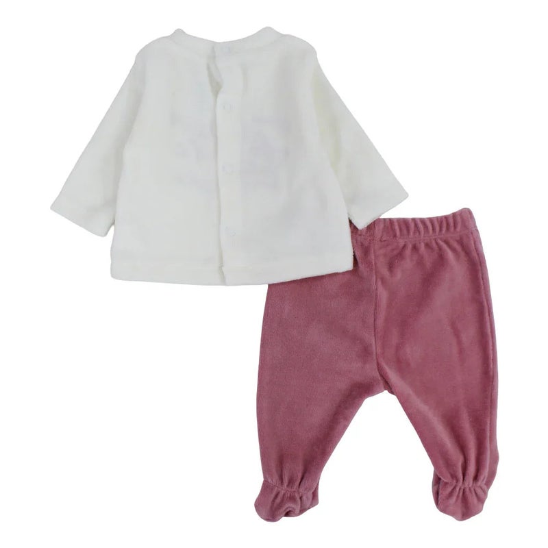 Pompelo Baby Girls 2-Piece Outfit Set – Off-White/Purple - Image 2