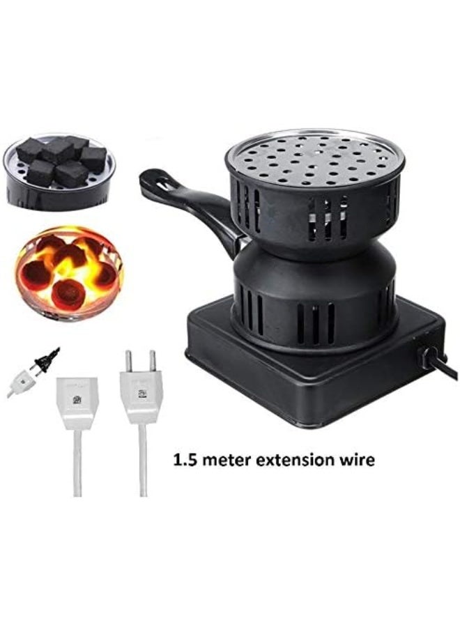 ولاعة فحم لوح تسخين كهربائي شعلة فحم كهربائية للتخييم وتسخين والفحم، اسود