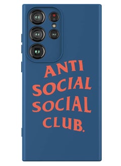 Protective Slim Fit Case Liquid Silicone Cover with Full Body Protection Anti-Scratch Shockproof Case For Samsung Galaxy S24 Ultra (Blue) - Anti social social club