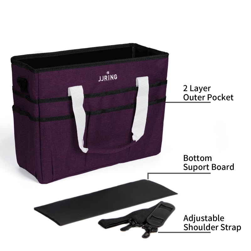 JJRING Craft Organizer Tote Bag, Large Art Storage Caddy with Multiple Pockets, Deep Purple Sewing Bag for Art, Craft, Scrapbooking, Medical, and Office Supplies Storage - Image 4