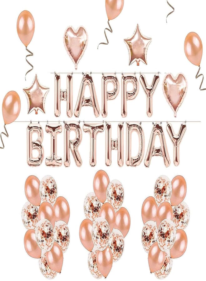 Secret Rose Gold Birthday Party Decoration Balloons Happy Birthday Banner Rosegold Heart Star Confetti Balloons Table Confetti , 2725611238977