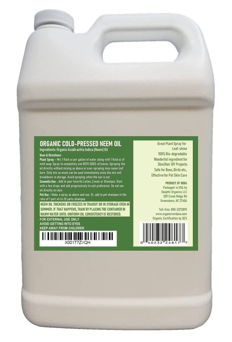 Verdana Pure Neem Oil for Plants â€“ 1 Gallon (128 Fl Oz) â€“ Organic, Cold Pressed, Unrefined, Non-GMO â€“ 100% Natural Spray for Plant Leaf Shine, DIY Beauty, Soap Making â€“ No Additives - Image 2
