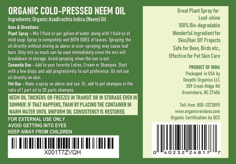 Verdana Pure Neem Oil for Plants â€“ 1 Gallon (128 Fl Oz) â€“ Organic, Cold Pressed, Unrefined, Non-GMO â€“ 100% Natural Spray for Plant Leaf Shine, DIY Beauty, Soap Making â€“ No Additives - Image 3