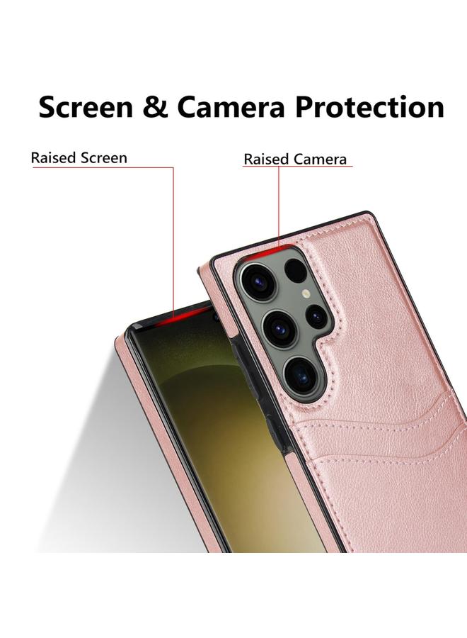 اس-توب جراب لهاتف Samsung Galaxy S23 Ultra 5G مصنوع من جلد الليتشي مع فتحات للبطاقات - Image 5