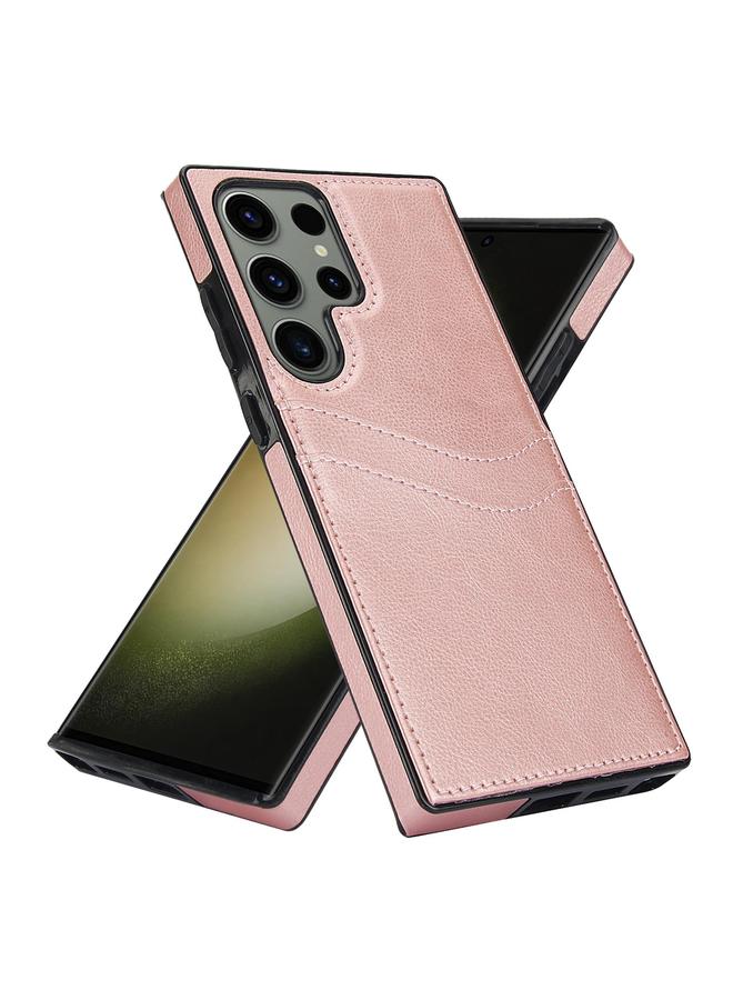اس-توب جراب لهاتف Samsung Galaxy S23 Ultra 5G مصنوع من جلد الليتشي مع فتحات للبطاقات - Image 2
