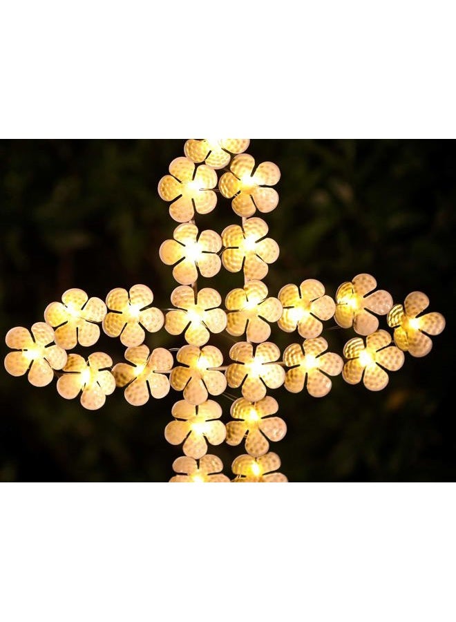 WSgift Solar Garden Cross Stake Lights Metal Hydrangea Cross Stake Memorial Gift w/ 28 Solar LEDs Solar Cross Lights Perfect as Cross Remembrance Gifts & Sympathy Gifts (10" W x 40" H) - Image 3