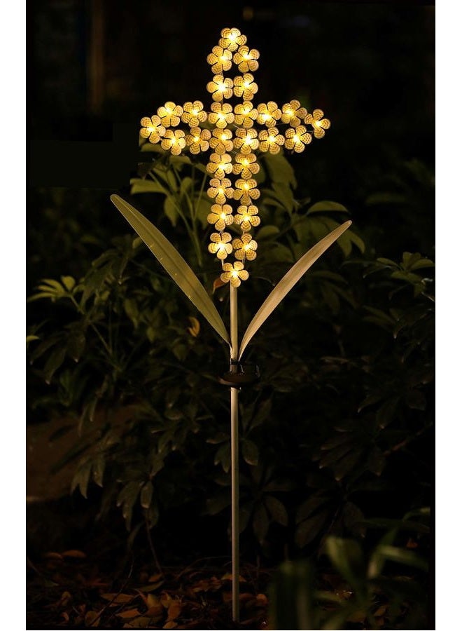 WSgift Solar Garden Cross Stake Lights Metal Hydrangea Cross Stake Memorial Gift w/ 28 Solar LEDs Solar Cross Lights Perfect as Cross Remembrance Gifts & Sympathy Gifts (10" W x 40" H) - Image 4