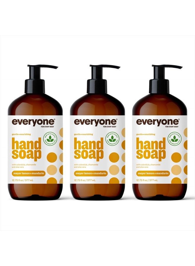 Everyone Liquid Hand Soap, 12.75 Ounce (Pack of 3), Meyer Lemon and Mandarin, Plant-Based Cleanser with Pure Essential Oils - Image 1