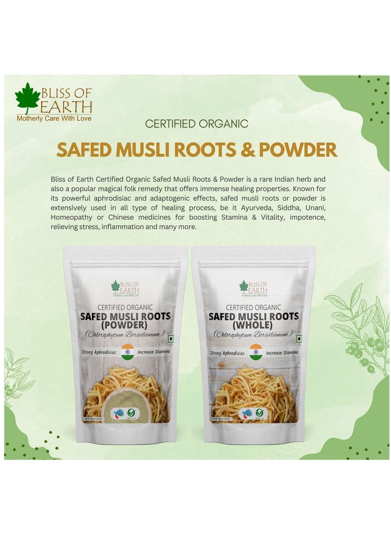 BLISS OF EARTH Safed Musli Roots Whole Organic Chlorophytum Borivilianum Helps Boost Immunity Energy Stamina For Men & Women 100g - Image 5