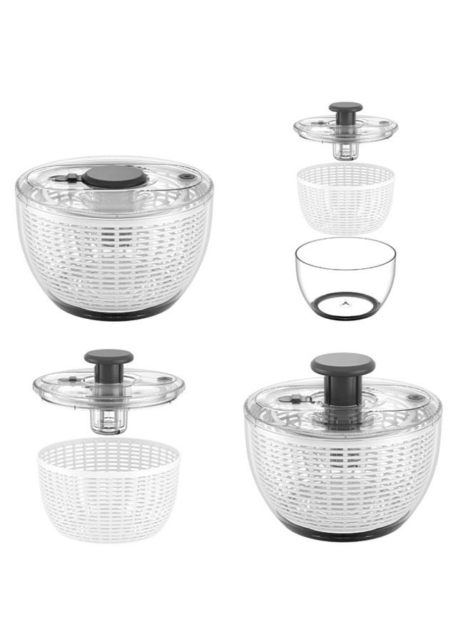 Hanayo مجفف الخضار ومصفاة السلطة، مجفف خس سهل الاستخدام بيد واحدة مع ضغط سهل، مجفف خضار كبير مع دافع مريح وقابل للسحب وزر فرامل (شفاف) - Image 3