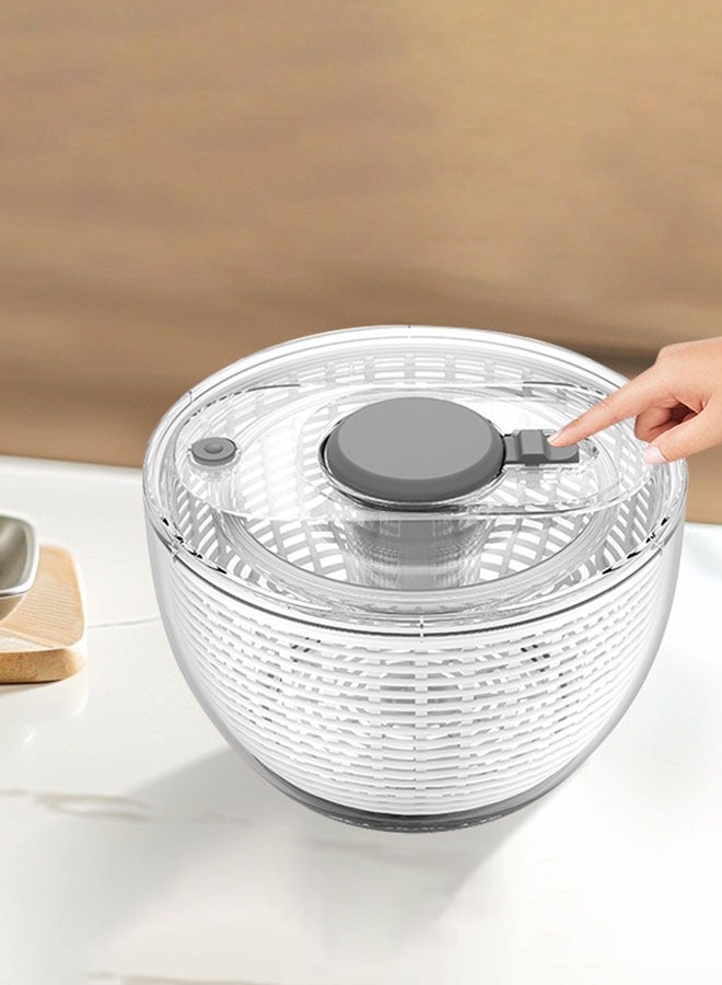 Hanayo مجفف الخضار ومصفاة السلطة، مجفف خس سهل الاستخدام بيد واحدة مع ضغط سهل، مجفف خضار كبير مع دافع مريح وقابل للسحب وزر فرامل (شفاف) - Image 4