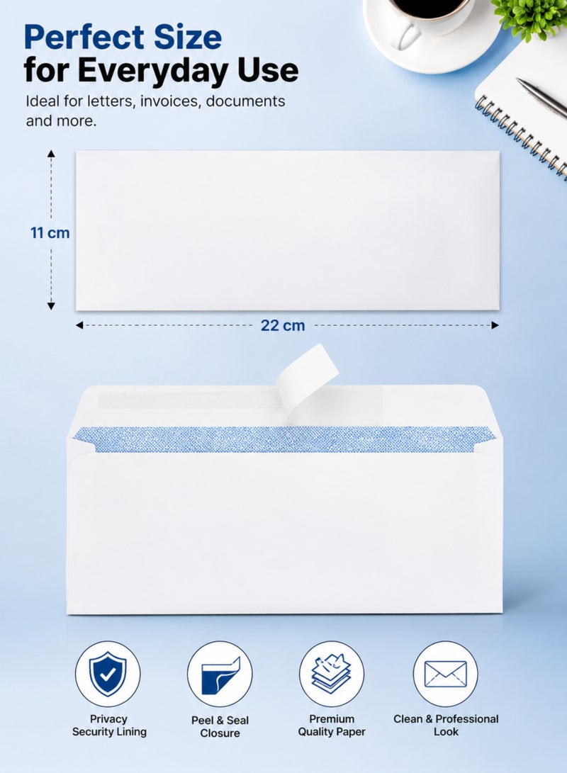 MOMENT Pack of 50 White Envelopes, 22 x 11 cm Peel & Seal Self-Adhesive Mailing Envelopes for Letters, Invoices, Home Office, Posting and Ecommerce Order Dispatch - Image 3