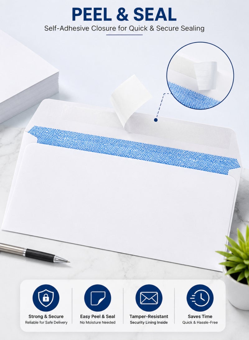 MOMENT Pack of 50 White Envelopes, 22 x 11 cm Peel & Seal Self-Adhesive Mailing Envelopes for Letters, Invoices, Home Office, Posting and Ecommerce Order Dispatch - Image 4