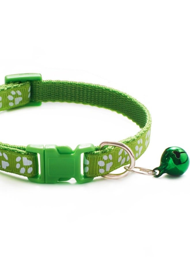 طوق للحيوانات الأليفة مزود بمشبك أمان قابل للتعديل للقطط والكلاب والجراء والهررة مع جرس (أخضر فلوري)