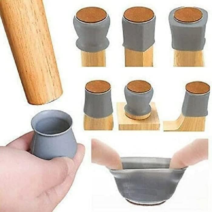 Lucc1n LUCC1N 4 Pcs Anti Slip Chair Leg Cover Table Chair Leg Silicone Cap Pad Furniture Table Feet Cover Floor Protector NonSlip Reduce Noise Table Chair Foot Protection with Pad - Image 3