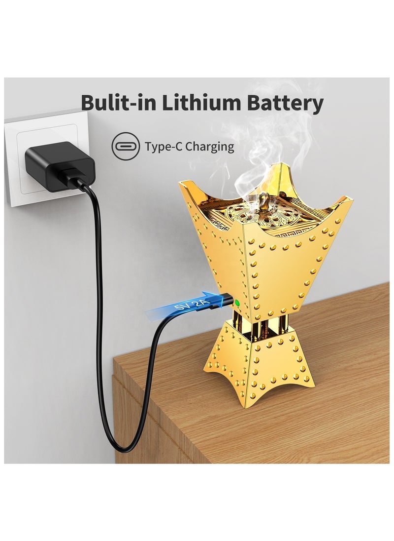 ELTRAZONE موقد بخور كهربائي فاخر – موقد بخور للسيارة قابل لإعادة الشحن عبر USB لعطر العود والبخور، موزع عطر محمول مع إعدادات حرارة قابلة للتعديل، تصميم أنيق للاستخدام في المنزل والمكتب والسيارة، آمن وسهل الاستخدام - Image 2