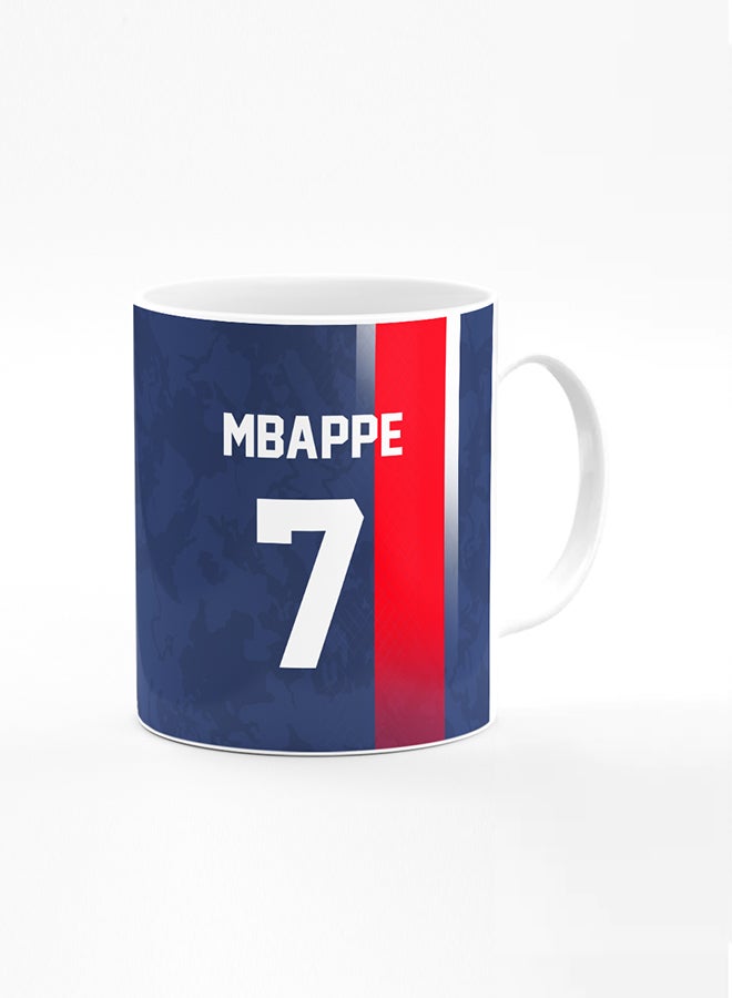 Stylizedd Designer Printed Coffee Mug with Heavy Duty Handle 11oz Ceramic Personalised Gift Mugs Cup- Football Mbappe Jersey no 7 Design A  - Image 1
