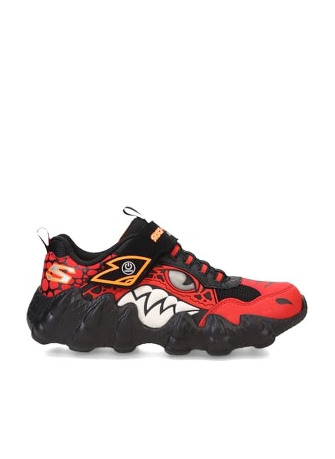 SKECHERS حذاء سكيشرز للأطفال من سكيش-أو-سورس مع أضواء، أحمر/أسود، 3.5 للأطفال الكبار - Image 1