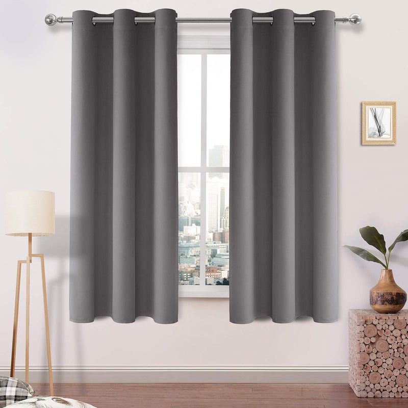 DWCN Blackout Curtains for Bedroom Room Darkening Thermal Insulated Drapes for Living Room  W38 x L63 Inch Set of 2 Grey