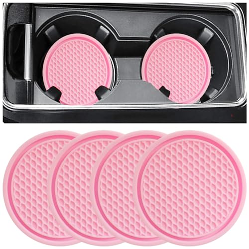 ZSDY Car Cup Coaster 4PCS Universal Auto NonSlip Cup Holder Embedded in Ornaments Silicone Coaster Car Interior Accessories Sets Pink - Image 1