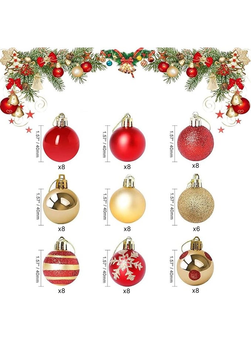 70pcs Christmas Balls Ornaments Set, 4cm Red and Gold Ball Ornaments, Shatterproof Plastic Baubles with Strings, Christmas Tree Hanging Decoration for Holiday Home Party Decor - Image 2