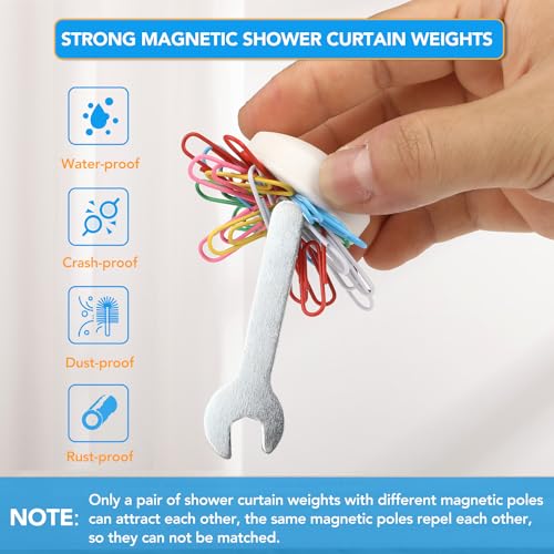 YixangDD 8 Pcs Shower Curtain Weights, Silicone Wrapped Heavy Duty Shower Curtain Magnets, Curtain Weights Heavy Outdoor, Prevent Curtain Liner from Blowing Around, Work for Drapery, Flag, Tablecloth(4 Pairs) - Image 3