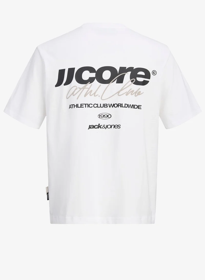JACK & JONES Bright White Graphic Crew Neck T-Shirt for Men | Best Price UAE