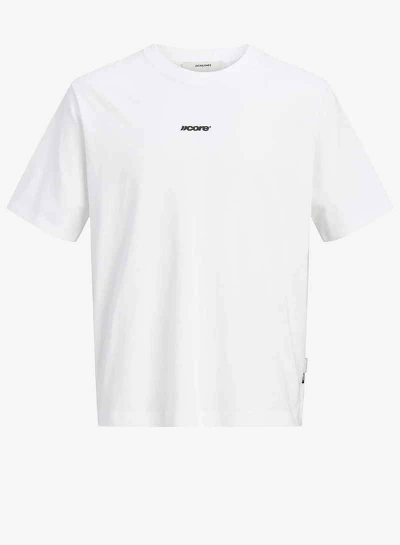 JACK & JONES Bright White Graphic Crew Neck T-Shirt for Men | Best Price UAE