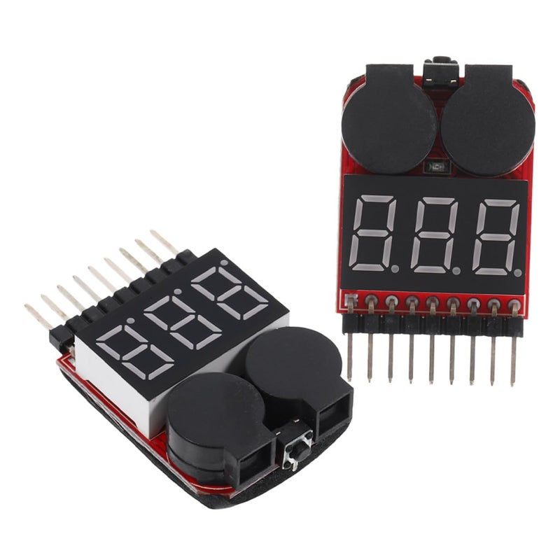 2pcs LCD Display Lithium Battery Voltage Tester with Low Voltage Alarm for 1-8s Lipo Batteries, Accurate Power Capacity Monitor for Rc Hobby and Household Use - Image 1