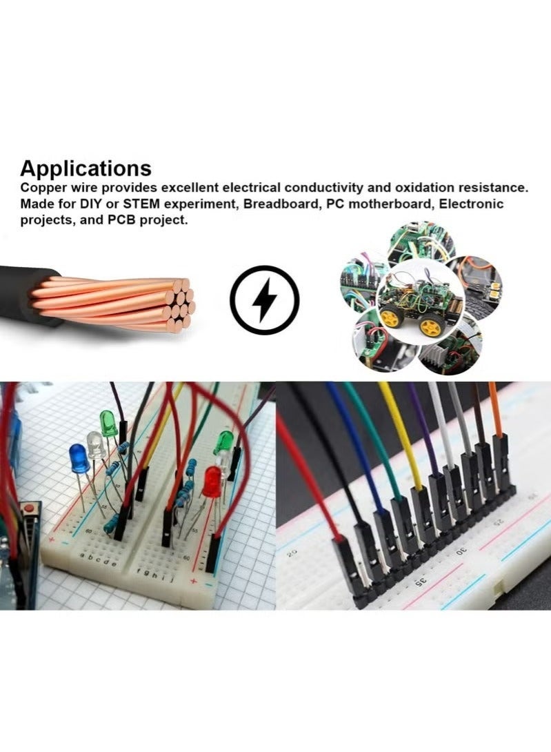Nova future 120pcs 20cm Multicolored Dupont Wire 40pin Male to Female, 40pin Male to Male, 40pin Female to Female Breadboard Jumper Ribbon Cables Kit Compatible with Arduino Projects - Image 5