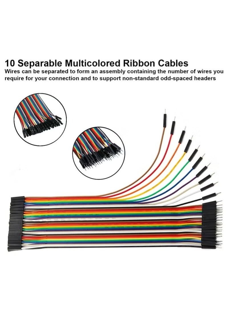Nova future 120pcs 20cm Multicolored Dupont Wire 40pin Male to Female, 40pin Male to Male, 40pin Female to Female Breadboard Jumper Ribbon Cables Kit Compatible with Arduino Projects - Image 3