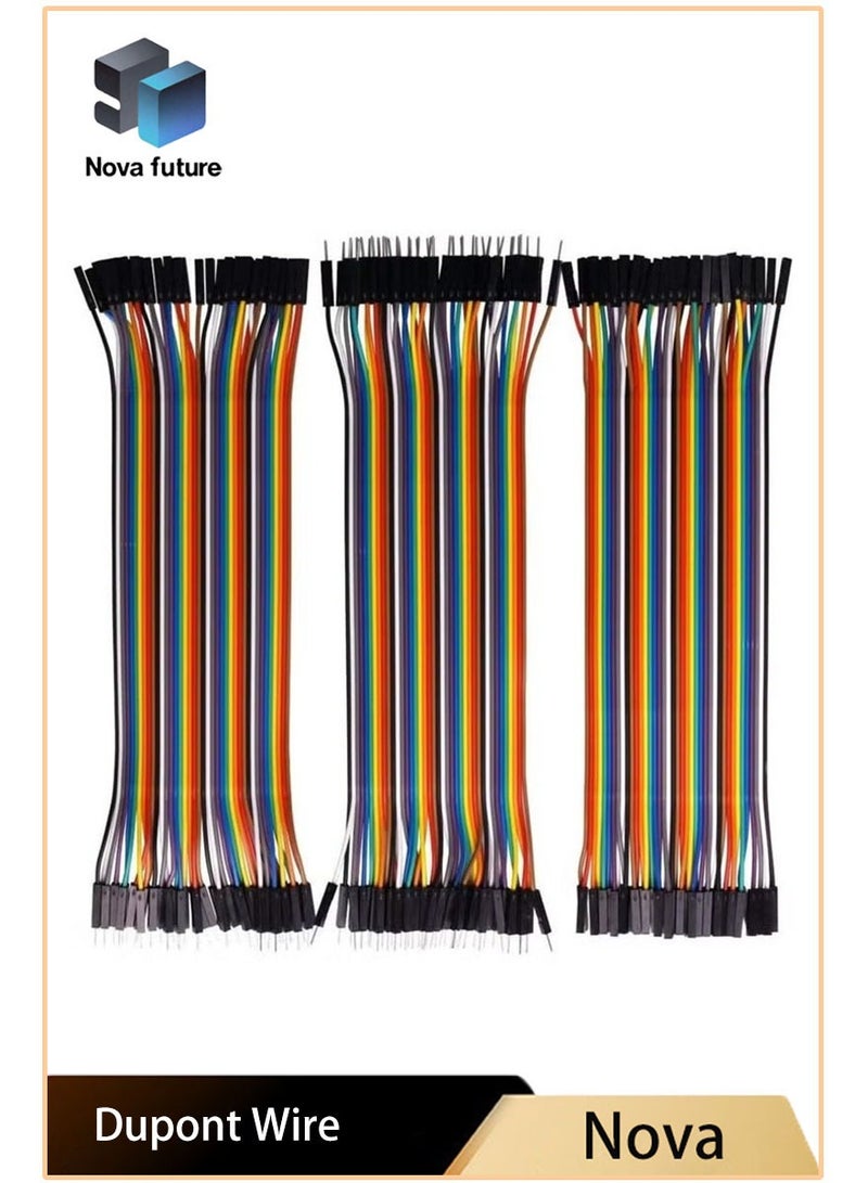 Nova future 120pcs 20cm Multicolored Dupont Wire 40pin Male to Female, 40pin Male to Male, 40pin Female to Female Breadboard Jumper Ribbon Cables Kit Compatible with Arduino Projects - Image 1