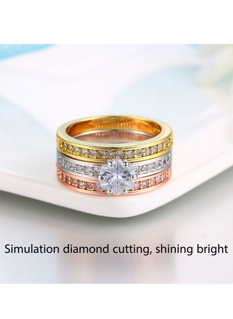 Generic 18K Gold Plated Three Rings Fashion Titanium Finger Ring  - Image 2