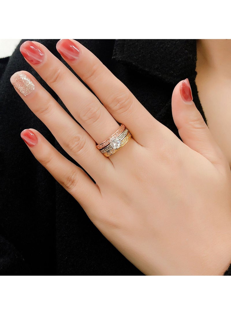 Generic 18K Gold Plated Three Rings Fashion Titanium Finger Ring  - Image 5