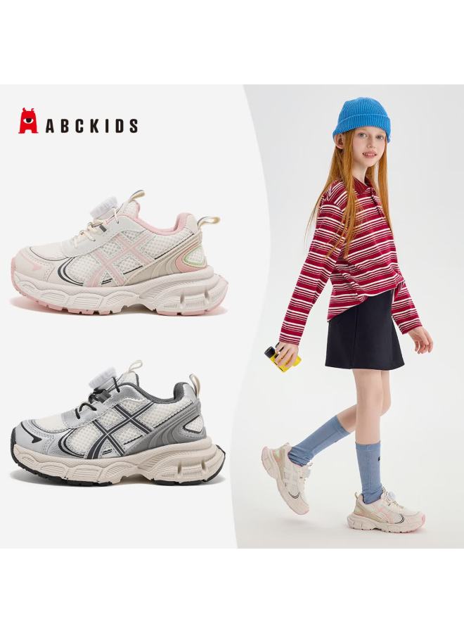 Abc Kids Autumn Kids Versatile Running Shoes Large Children Comfortable Sports Shoes Twist Button Fashion Casual Shoes White Pink Size 38 - Image 1